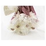 Victorian Style Porcelain Doll with Lace Dress and Bonnet