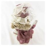 Victorian Style Porcelain Doll with Lace Dress and Bonnet