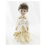 Porcelain Victorian-Style Doll with Lace Dress and Veil