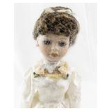 Porcelain Victorian-Style Doll with Lace Dress and Veil