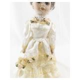 Porcelain Victorian-Style Doll with Lace Dress and Veil