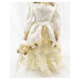 Porcelain Victorian-Style Doll with Lace Dress and Veil