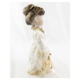 Porcelain Victorian-Style Doll with Lace Dress and Veil