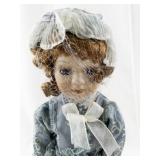 Porcelain Victorian Style Doll with Blue Dress and Veil
