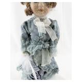 Porcelain Victorian Style Doll with Blue Dress and Veil
