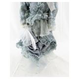 Porcelain Victorian Style Doll with Blue Dress and Veil