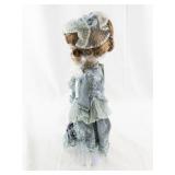 Porcelain Victorian Style Doll with Blue Dress and Veil