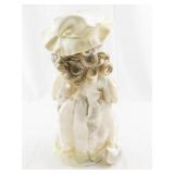 Porcelain Victorian-Style Doll with Lace Dress and Hat