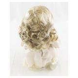 Porcelain Victorian-Style Doll with Lace Dress and Hat