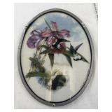 Set of 3 Oval and Round Stained Glass Bird Art Panels