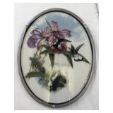Set of 3 Oval and Round Stained Glass Bird Art Panels