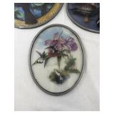Set of 3 Oval and Round Stained Glass Bird Art Panels