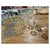 Collection of Assorted Vintage Glassware and Serving Tray