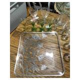 Collection of Assorted Vintage Glassware and Serving Tray