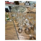 Collection of Assorted Vintage Glassware and Serving Tray