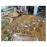 Collection of Assorted Vintage Glassware and Serving Tray