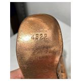 Pair of Vintage Bronze Baby Shoes with Laces, Marked 4522 and 4523