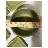 Set of 6 ForLife Green Ceramic Plates, 3 mini plates and Bowl USA