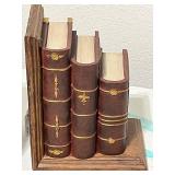 Pair of Decorative Faux Book Bookends with Wood Base