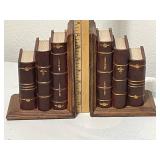 Pair of Decorative Faux Book Bookends with Wood Base