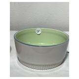 Pair of Ceramic Planters - Pink and Green, Textured and Smooth
