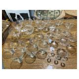 Assorted Vintage Glassware Collection Including Cordials, Wine, and Cocktail Glasses