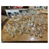 Assorted Vintage Glassware Collection Including Cordials, Wine, and Cocktail Glasses