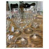 Assorted Vintage Glassware Collection Including Cordials, Wine, and Cocktail Glasses