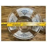 Mid-Century Glass Chip and Dip Bowl Set with Grape Motif