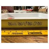 Vintage Foley Sift-Chine Triple Screen Flour Sifter and Yellow Baking Dish Set