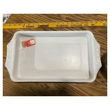 Vintage Foley Sift-Chine Triple Screen Flour Sifter and Yellow Baking Dish Set