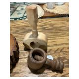 Vintage Wood Nut Bowl with Set of Crackers and Picks