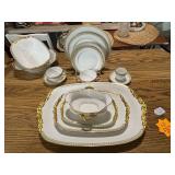 France J.P. Limoges Gold Trim 110 Piece Dinnerware Set