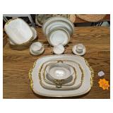 France J.P. Limoges Gold Trim 110 Piece Dinnerware Set