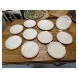 Set of 10 Haviland Limoges France Dinner Plates with Gold Band, 9.75 Inch