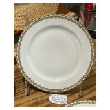 Set of 10 Haviland Limoges France Dinner Plates with Gold Band, 9.75 Inch