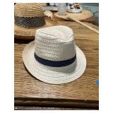 Set of 4 Woven Straw Hats with Decorative Bands