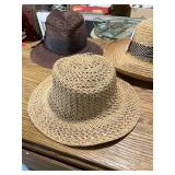 Set of 4 Woven Straw Hats with Decorative Bands