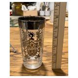 Set of 8 Vintage Silver Rim Glasses with Metal Carrier