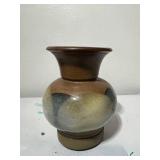 Handmade Glazed Pottery Vase, Earth Tone Gradient, 8 Inch