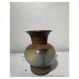 Handmade Glazed Pottery Vase, Earth Tone Gradient, 8 Inch