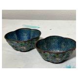 Pair of Floral Cloisonne Enamel Bowls