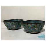 Pair of Floral Cloisonne Enamel Bowls
