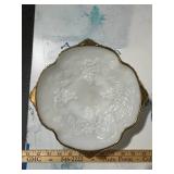 2 Vintage Bowls: Homer Laughlin Gold Trim and Milk Glass Fruit Relief