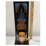 Decorative Buddha Art Panel with Amber Candle and Framed Floral Mirror