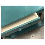 Teal Wood Console Table with Drawer and Shelf