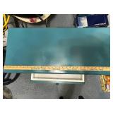 Teal Wood Console Table with Drawer and Shelf