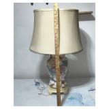 Glass Table Lamp with Seashells and Fabric Shade
