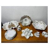 Antique Porcelain Decorative Dishware Collection with Gold Accents