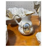Antique Porcelain Decorative Dishware Collection with Gold Accents